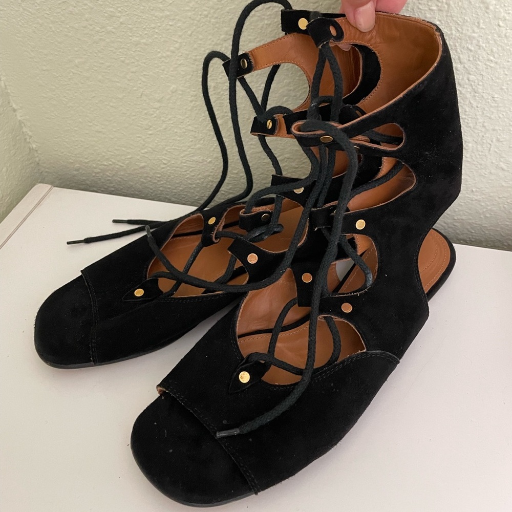 Chloe Black Gladiator Sandals Suede